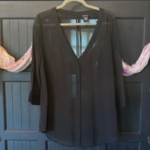 Torrid Sheer Button Up Top